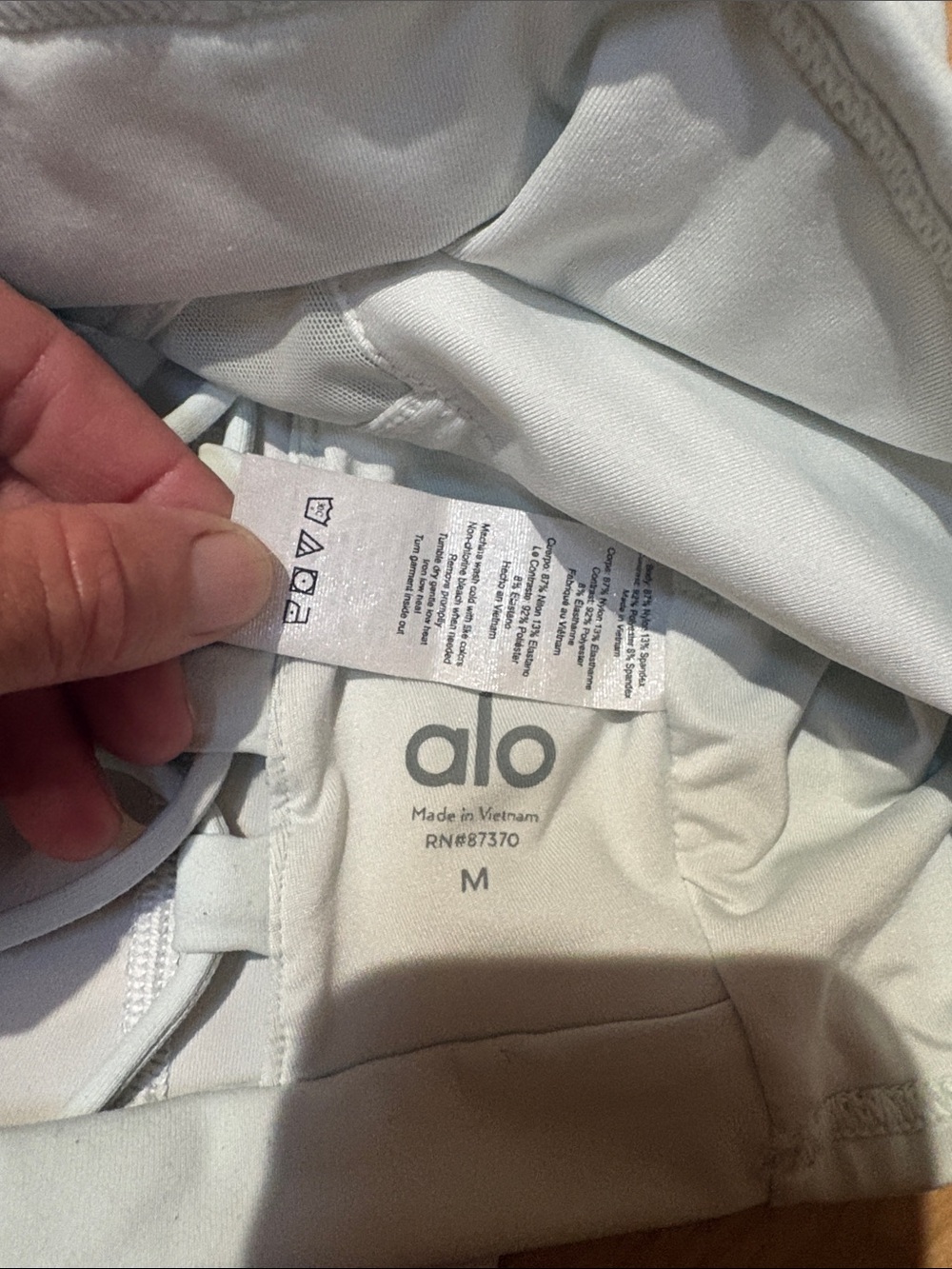 ALO Yoga Lace-Back Crop Tank and arie High-Waist Bike Shorts in Light Blue - Picture 4 of 5